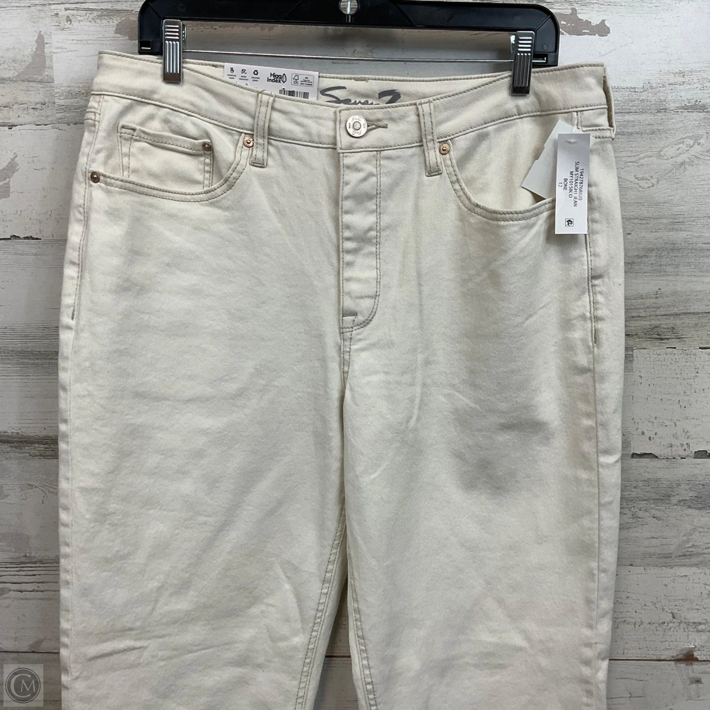 Jeans Straight By Seven 7 In Cream Denim, Size: 12