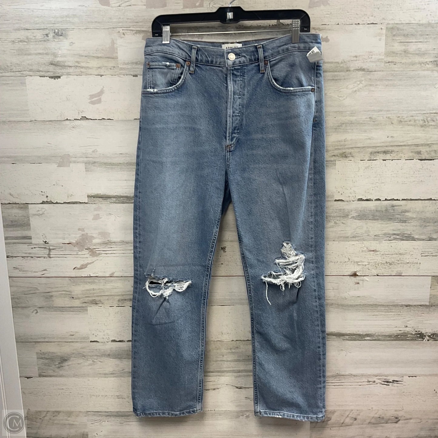 Jeans Straight By Agolde In Blue Denim, Size: 10