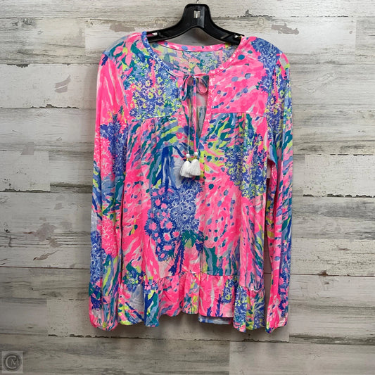 Top Long Sleeve By Lilly Pulitzer In Blue & Pink, Size: M