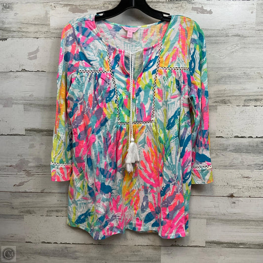 Top Long Sleeve By Lilly Pulitzer In Blue & Pink, Size: M