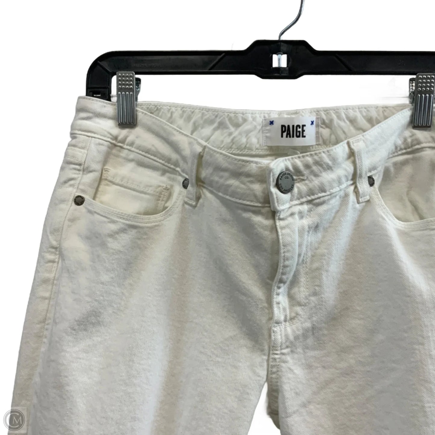 Jeans Straight By Paige In White Denim, Size: 12