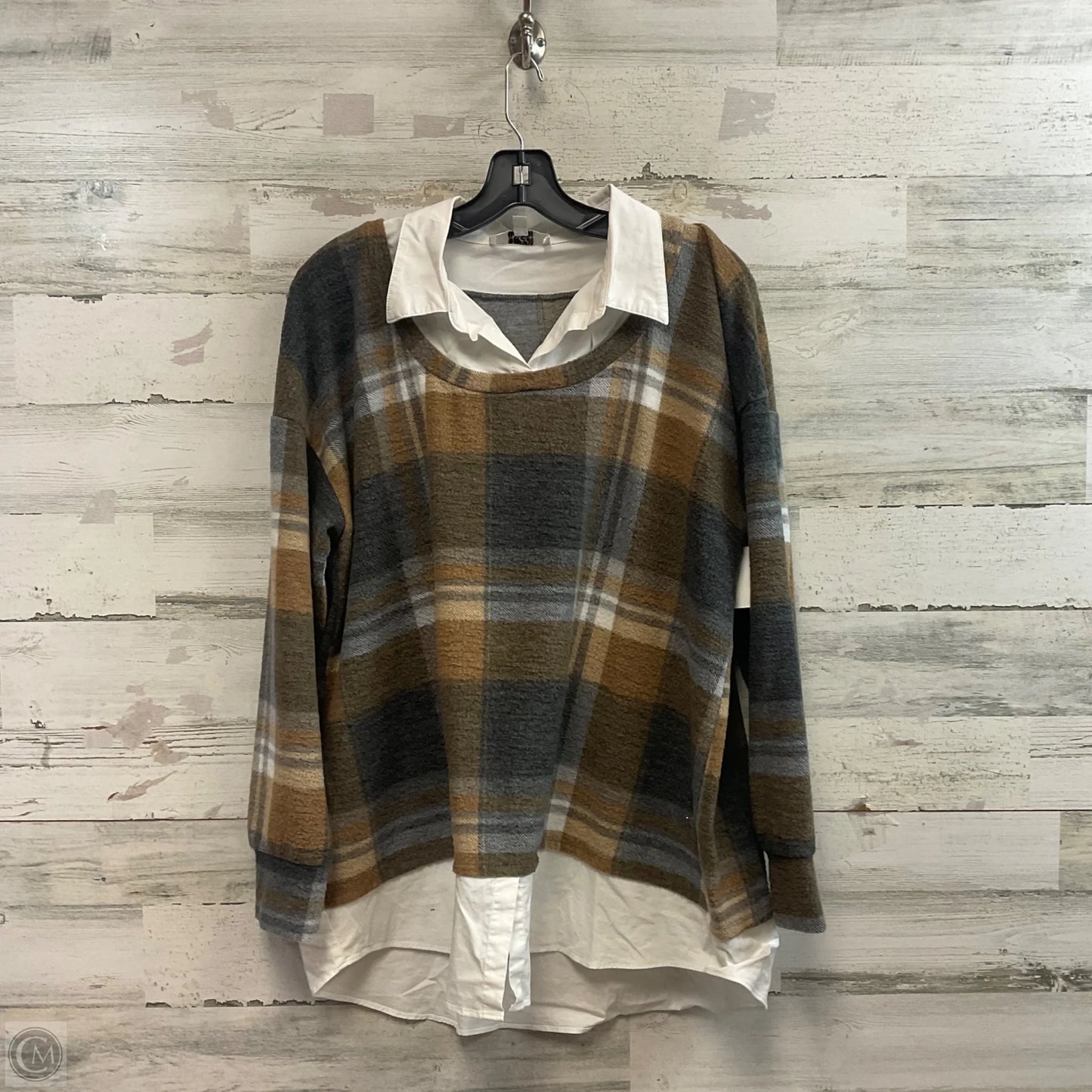 Top Long Sleeve By Moa Moa In Brown, Size: 1x