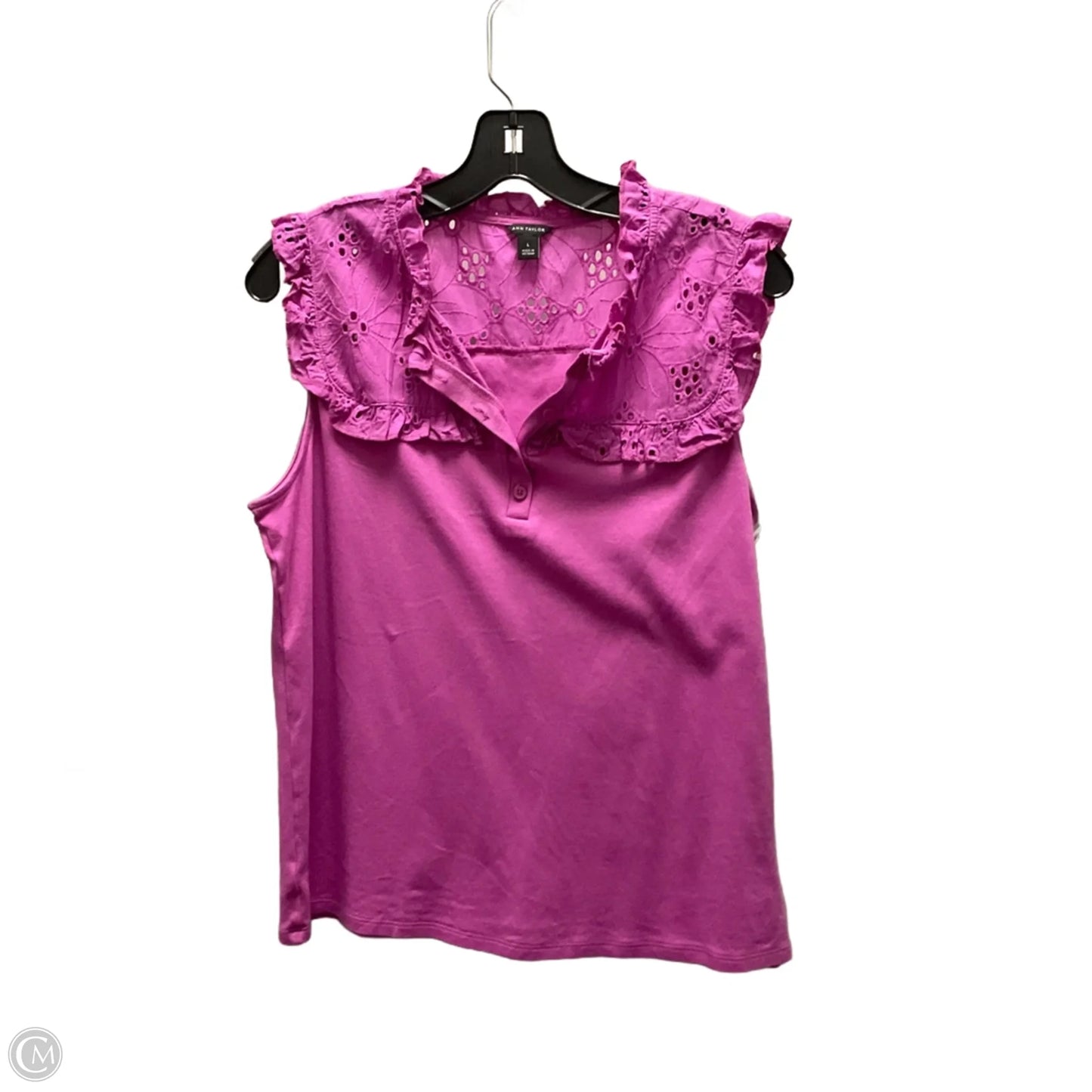 Top Short Sleeve Basic By Ann Taylor In Purple, Size: L