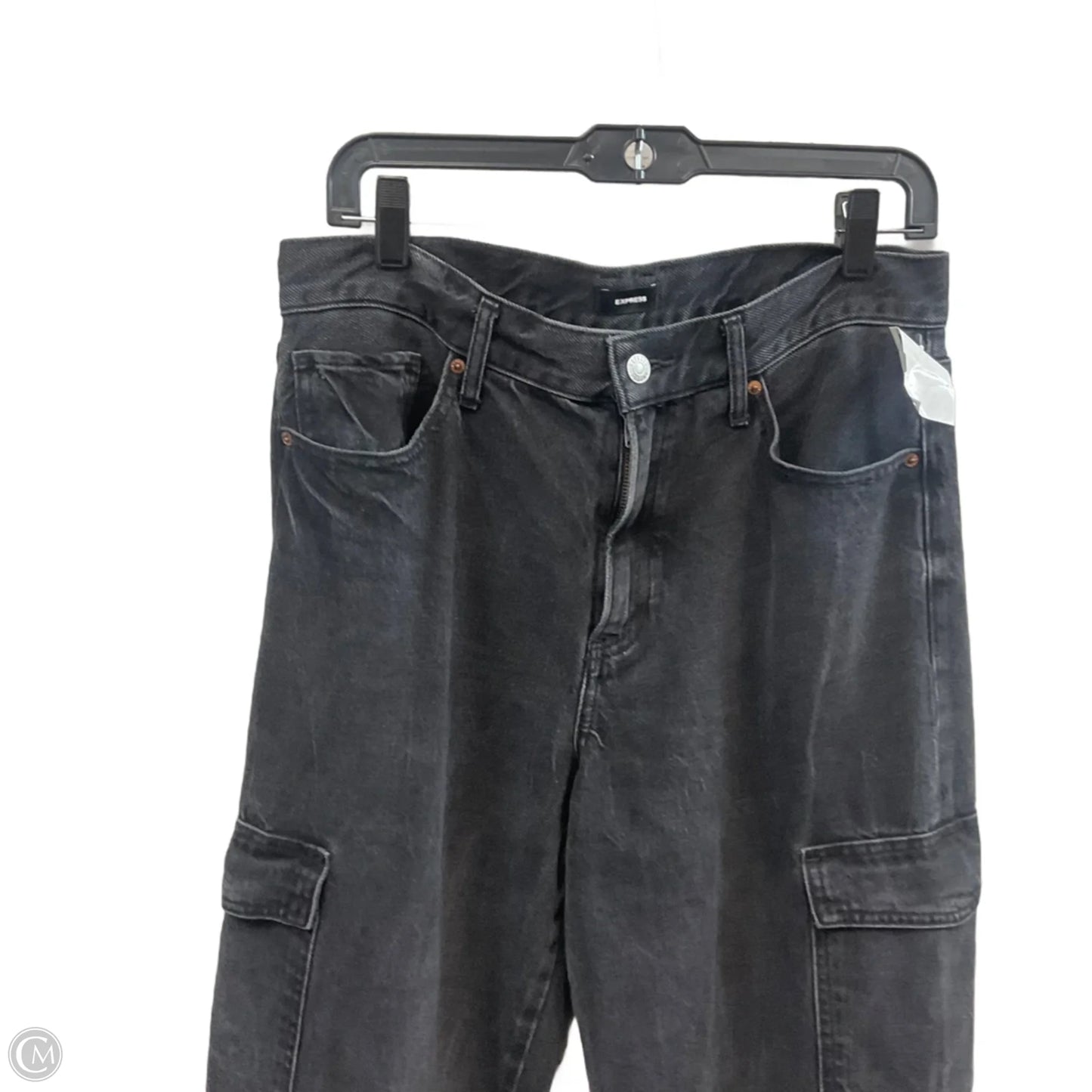 Jeans Wide Leg By Express In Black Denim, Size: 10