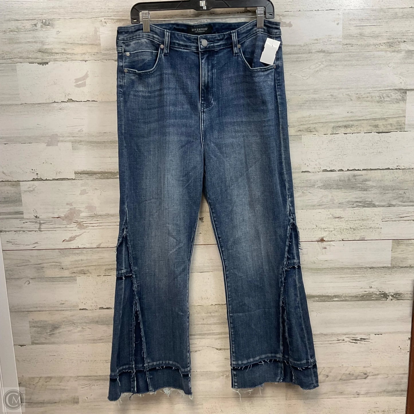 Jeans Wide Leg By Liverpool In Blue Denim, Size: 14