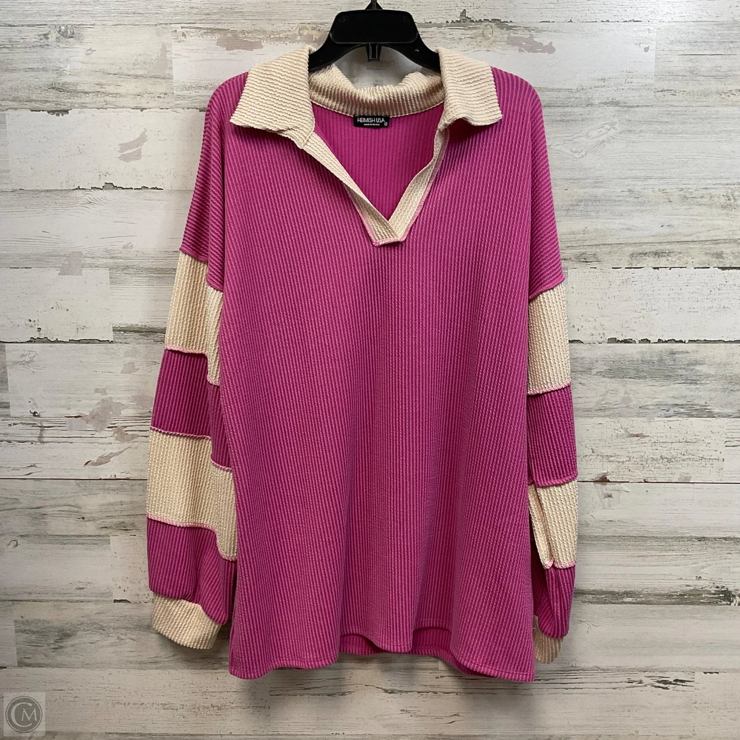 Top Long Sleeve By Heimish Usa In Pink, Size: 3x