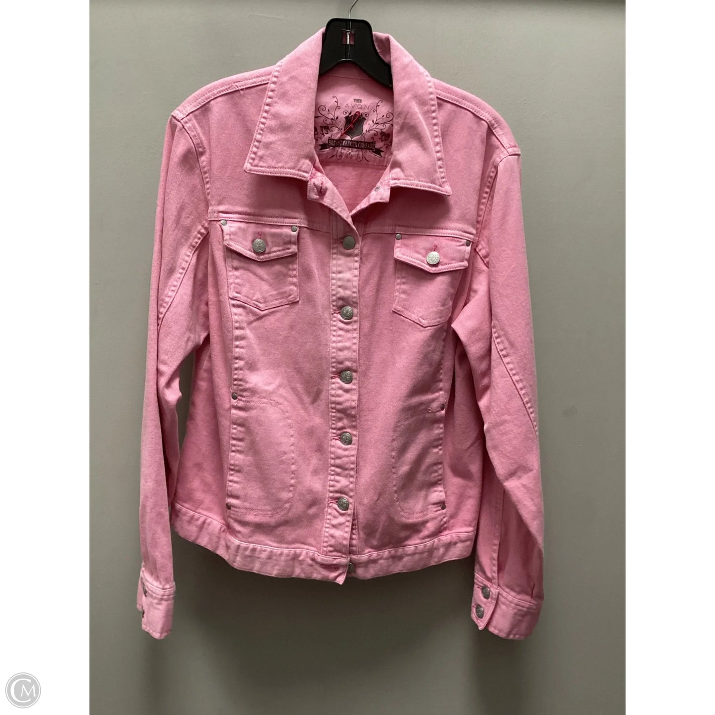 Jacket Denim By Clothes Mentor In Pink Denim, Size: L