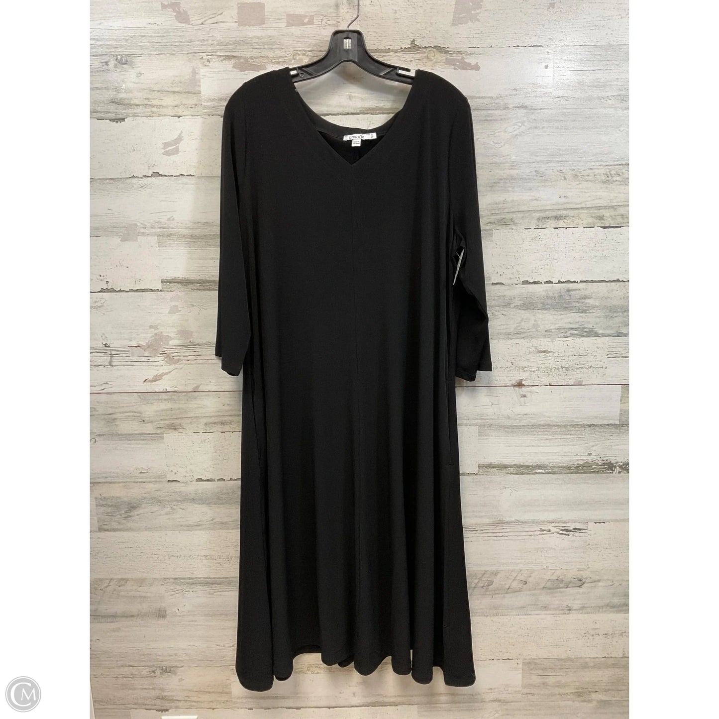 Dress Casual Midi By Chicos In Black, Size: Xl