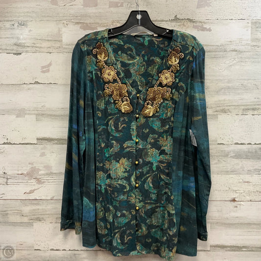 Blouse Long Sleeve By Soft Surroundings In Green, Size: L