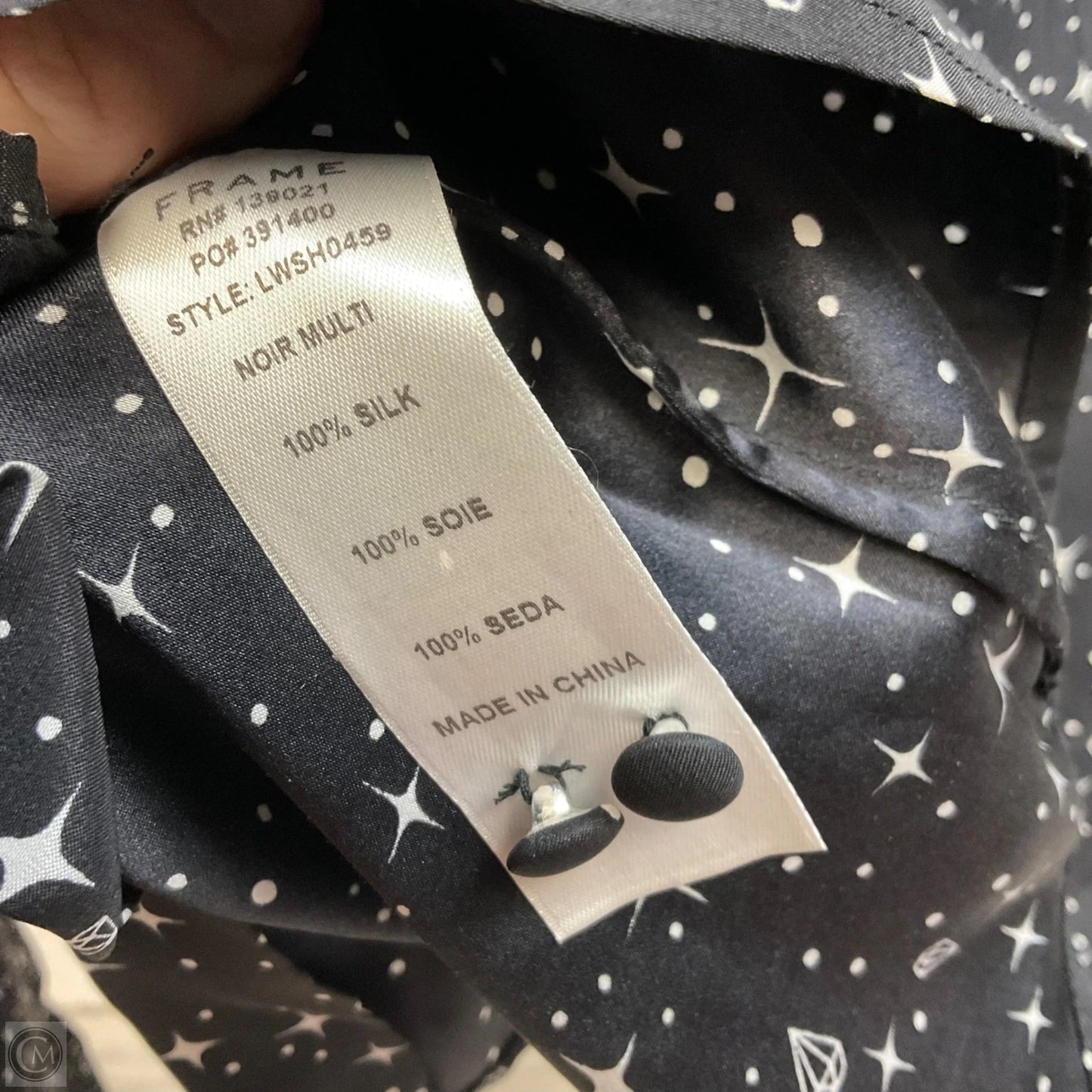 Blouse Long Sleeve By Frame In Black, Size: S