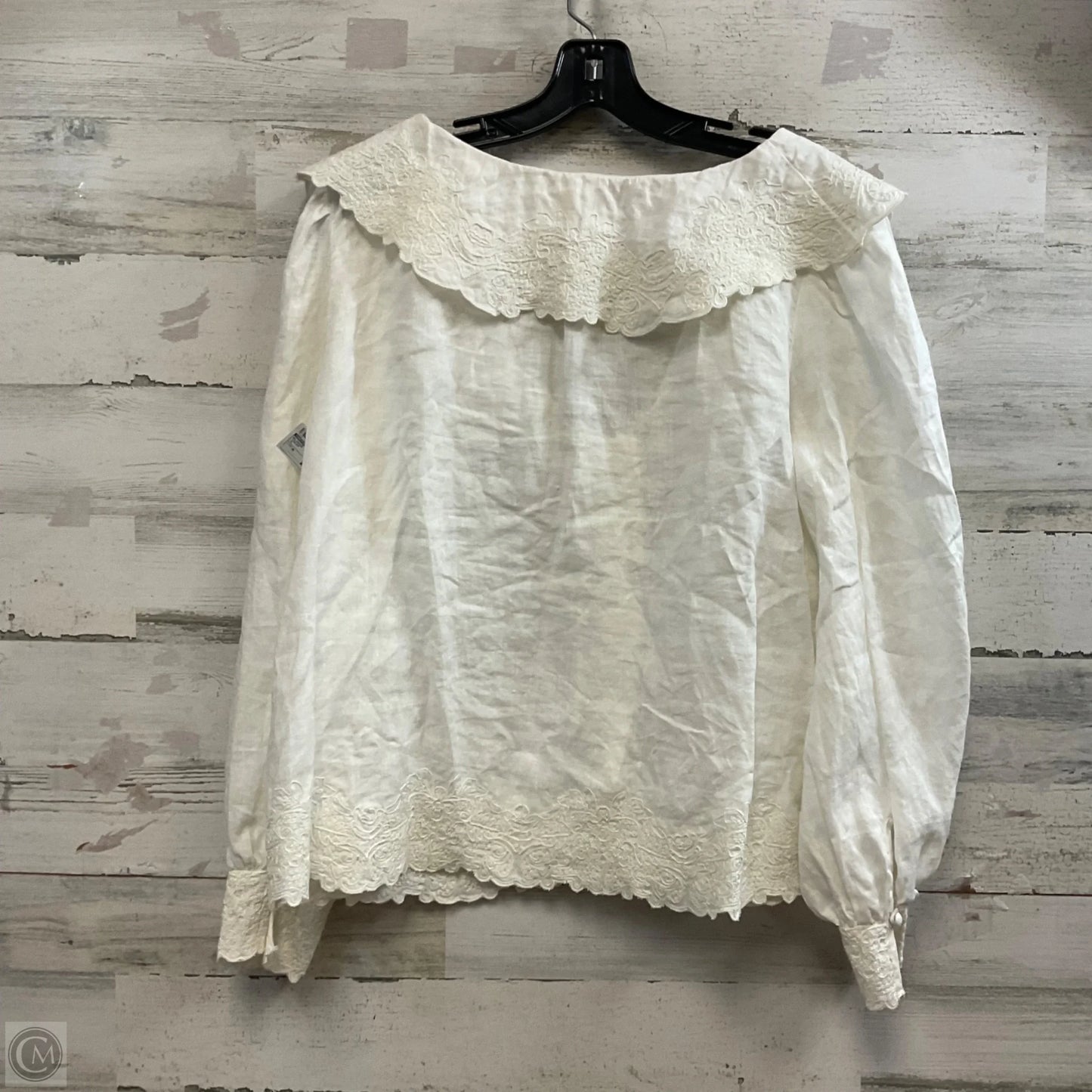Blouse Long Sleeve By Anthropologie In Cream, Size: M