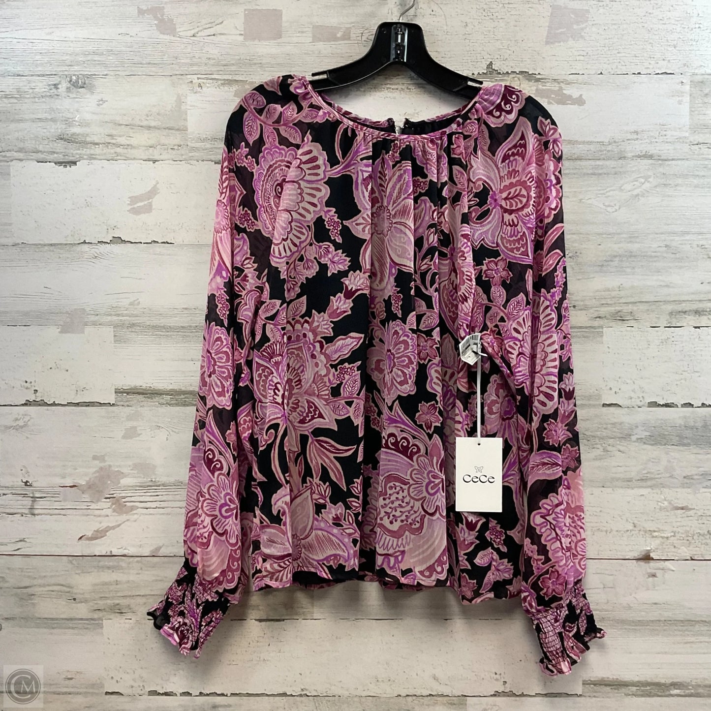 Blouse Long Sleeve By Cece In Purple, Size: M