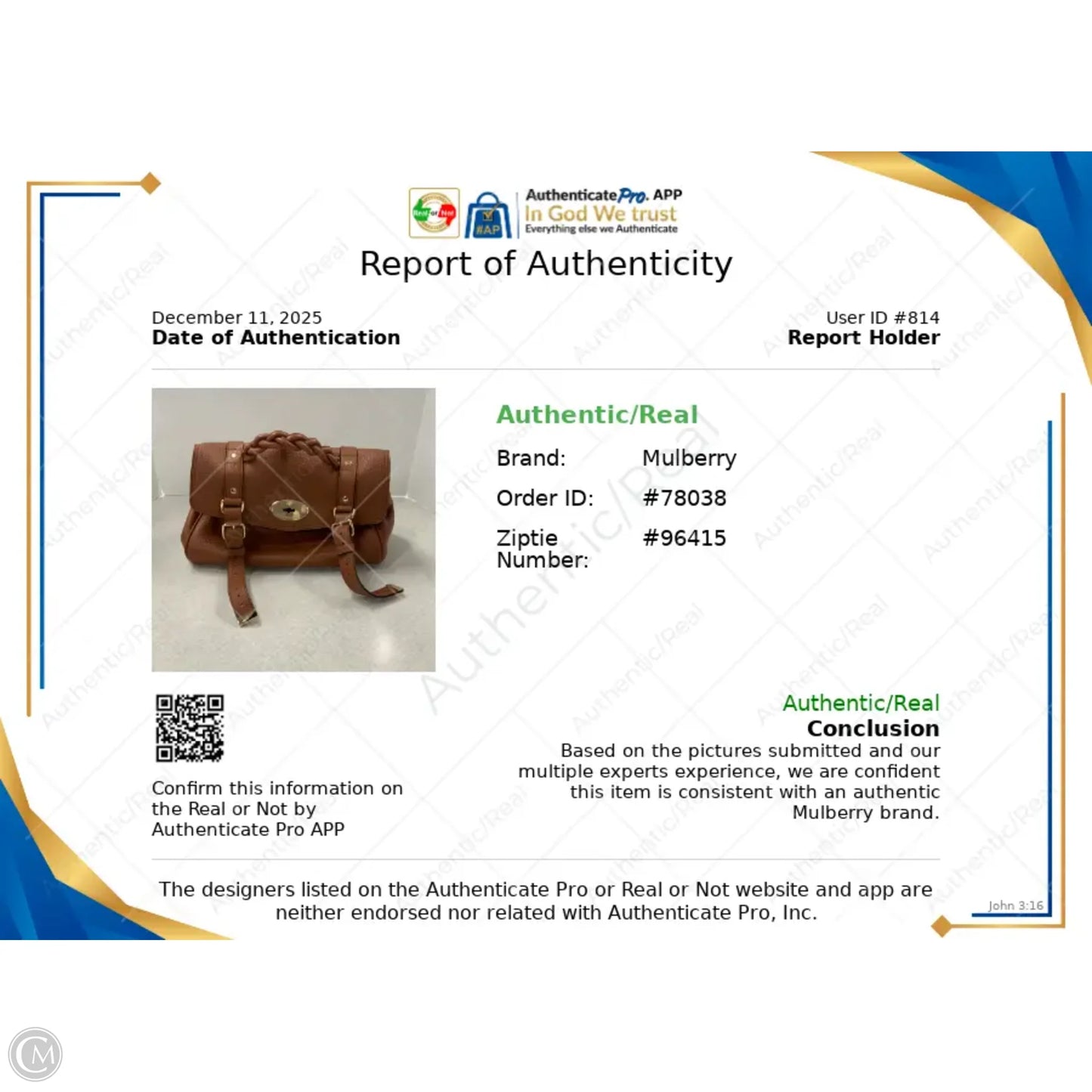 Handbag Luxury Designer By Mulberry, Size: Medium