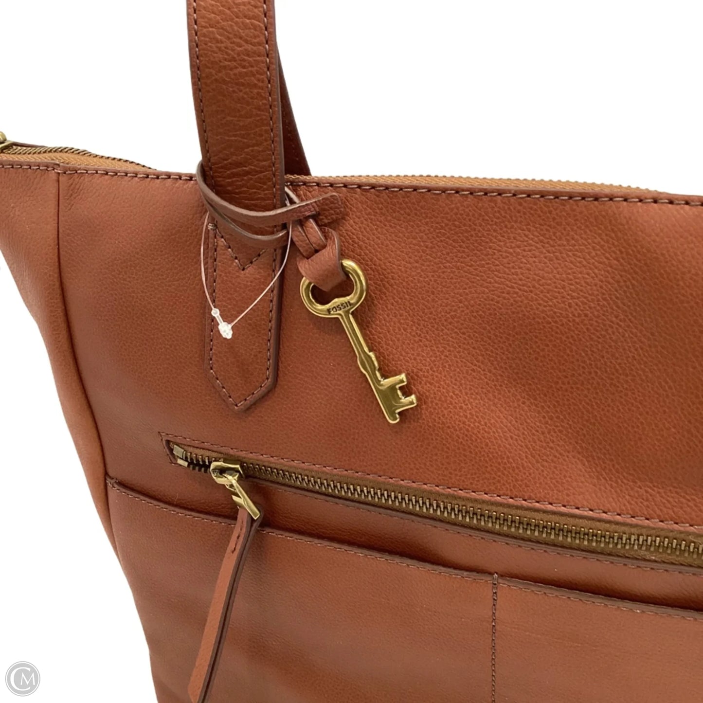 Handbag Leather By Fossil, Size: Medium