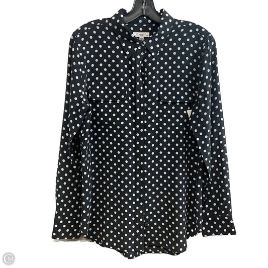 Blouse Long Sleeve By Equipment In Black, Size: L