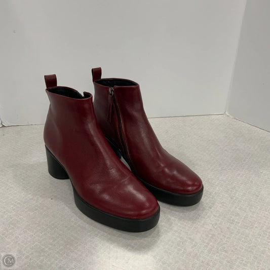 Boots Ankle Heels By Ecco In Maroon, Size: 9