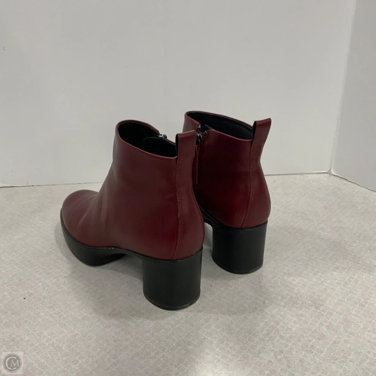 Boots Ankle Heels By Ecco In Maroon, Size: 9