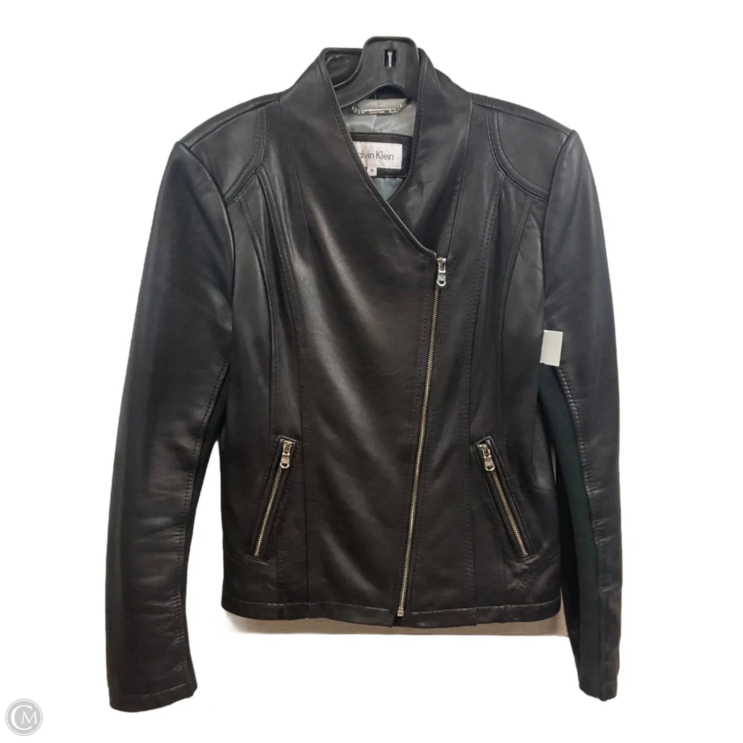Jacket Leather By Calvin Klein In Black, Size: M