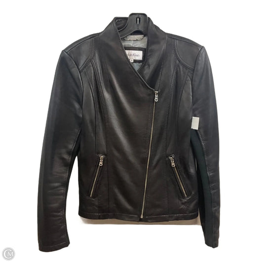 Jacket Leather By Calvin Klein In Black, Size: M