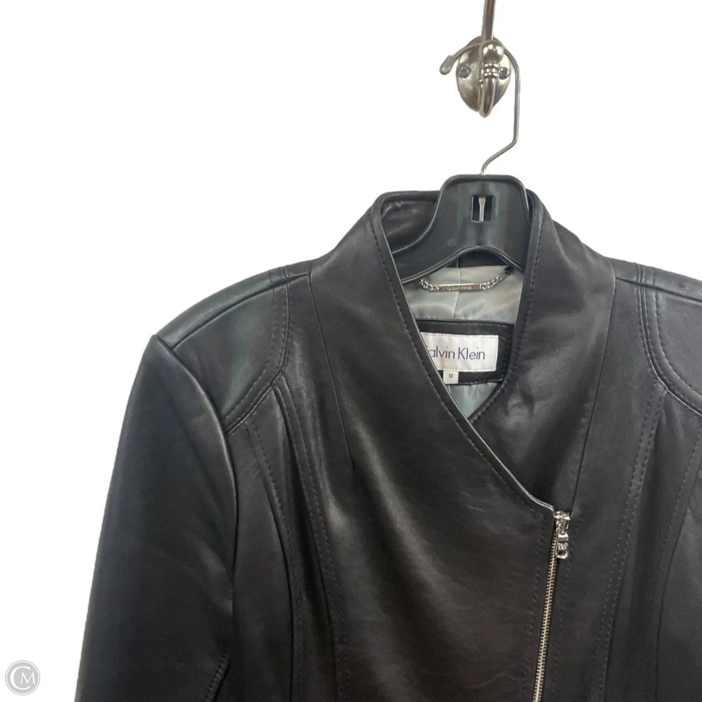 Jacket Leather By Calvin Klein In Black, Size: M