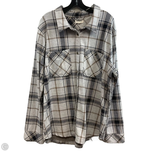 Top Long Sleeve By Thread And Supply In Grey, Size: 2x