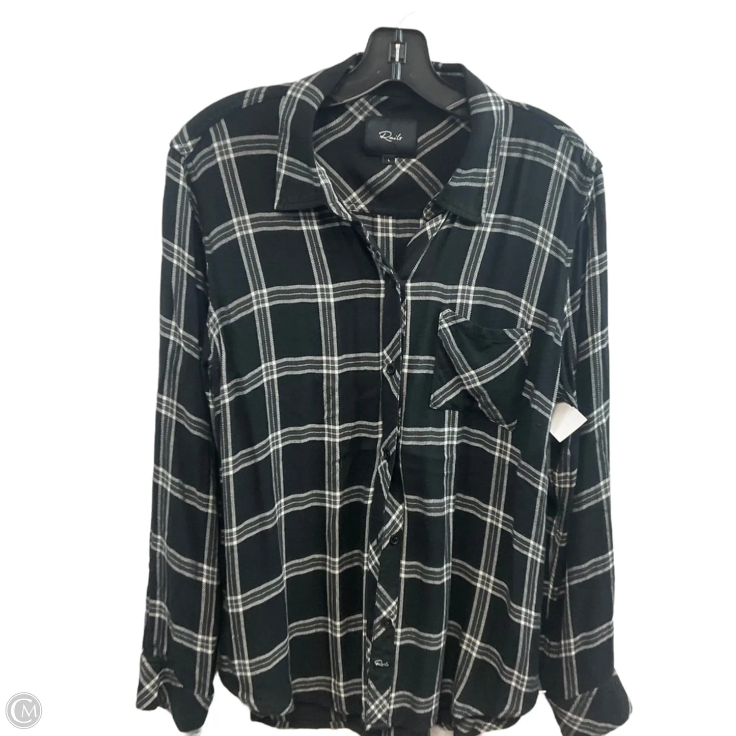 Blouse Long Sleeve By Rails In Black, Size: L