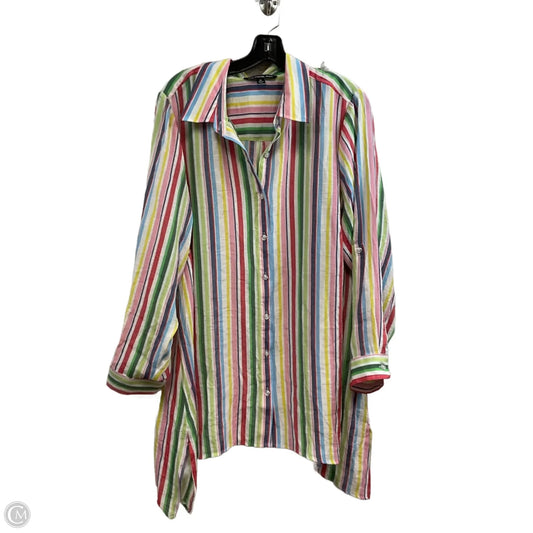 Blouse Long Sleeve By Zac And Rachel In White, Size: 2x