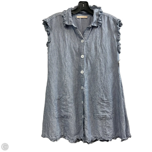 Blouse Sleeveless By Olivaceous In Blue & White, Size: S