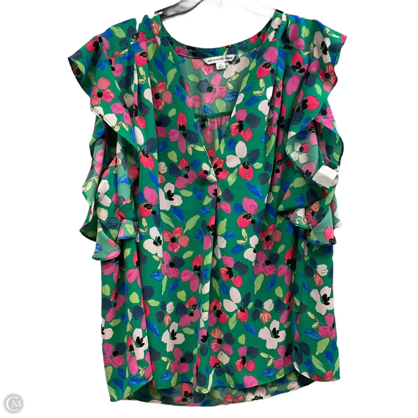 Blouse Short Sleeve By Zac And Rachel In Green, Size: 2x
