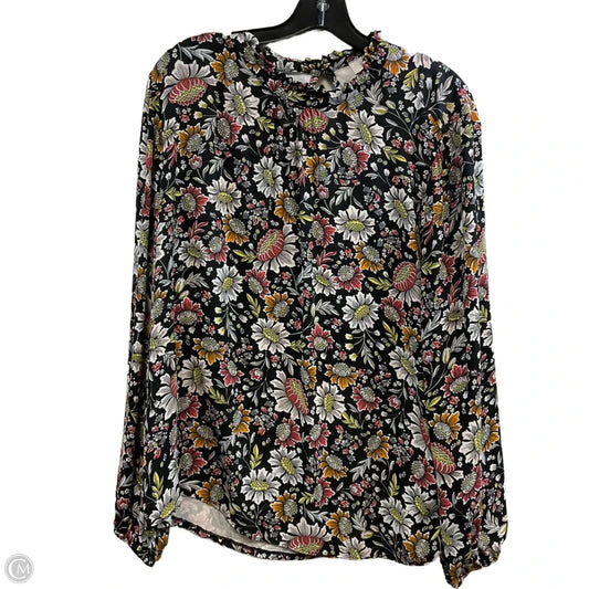Blouse Long Sleeve By Loft In Black, Size: Xxl