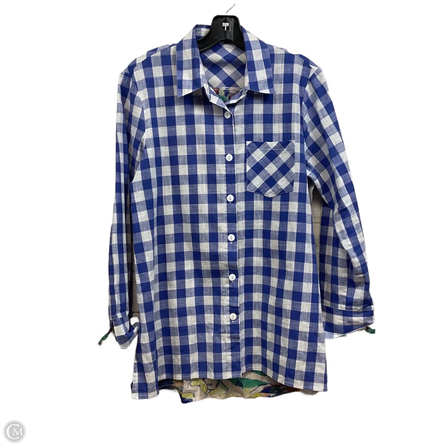 Blouse Long Sleeve By Shana In Blue, Size: M