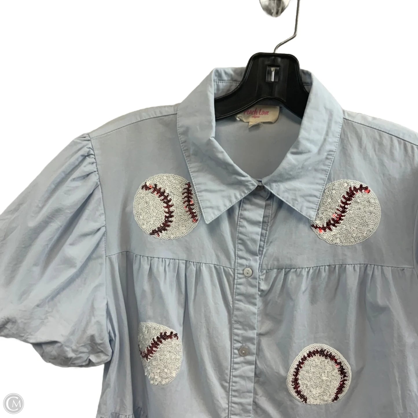 Dress Casual Short By Peach Love Cream California In Blue, Size: L