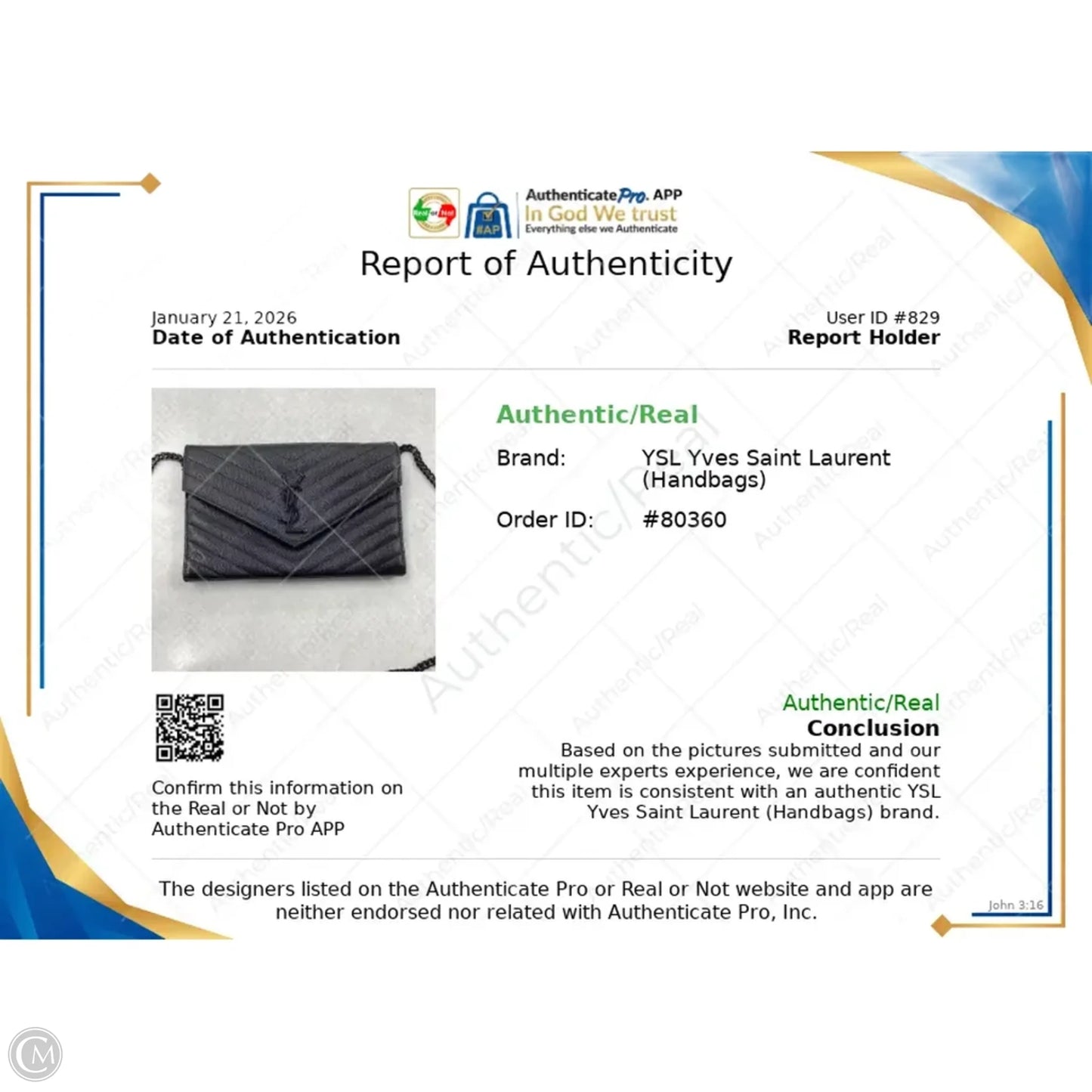 Crossbody Luxury Designer By Yves Saint Laurent, Size: Medium