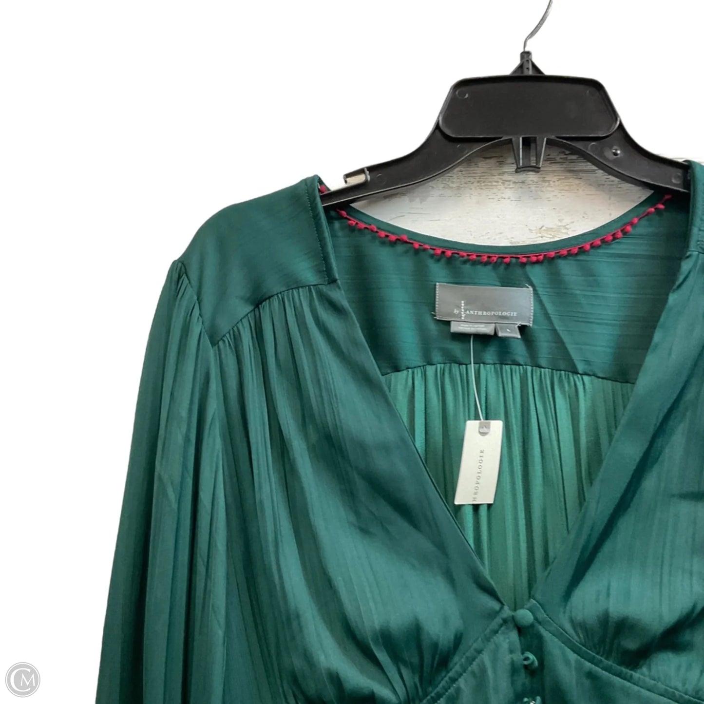 Blouse Long Sleeve By Anthropologie In Green, Size: L