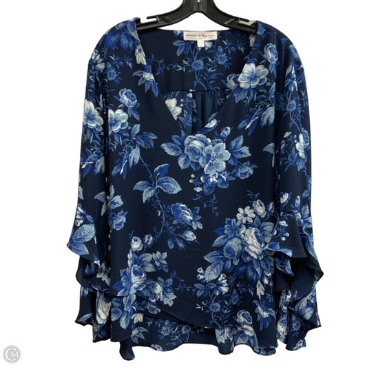Blouse Long Sleeve By Chelsea And Theodore In Blue, Size: 2x