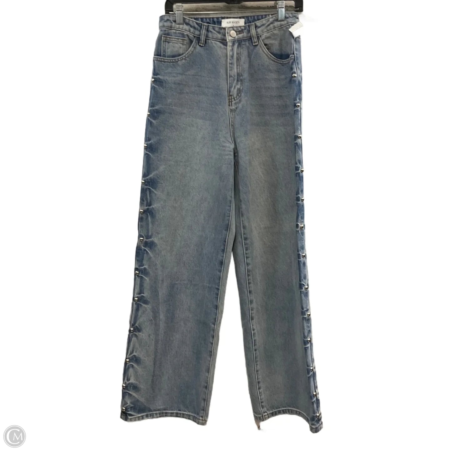 Jeans Wide Leg By AUR SOCIETY In Blue Denim, Size: M