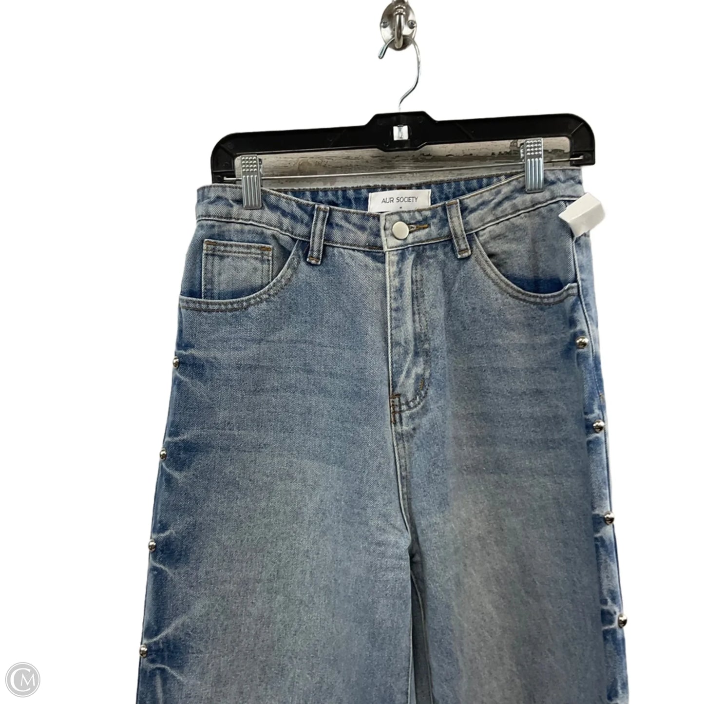 Jeans Wide Leg By AUR SOCIETY In Blue Denim, Size: M
