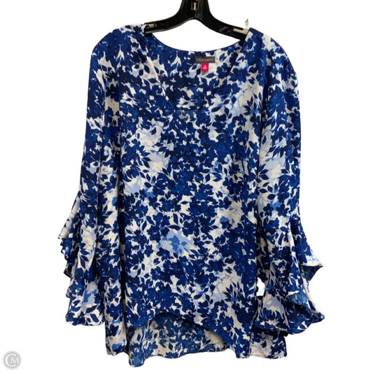 Blouse 3/4 Sleeve By Vince Camuto In Blue, Size: 2x