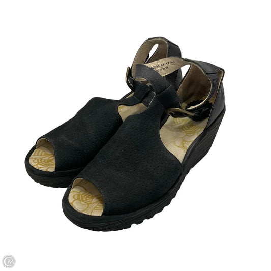 Sandals Heels Wedge By Fly London In Black, Size: 10