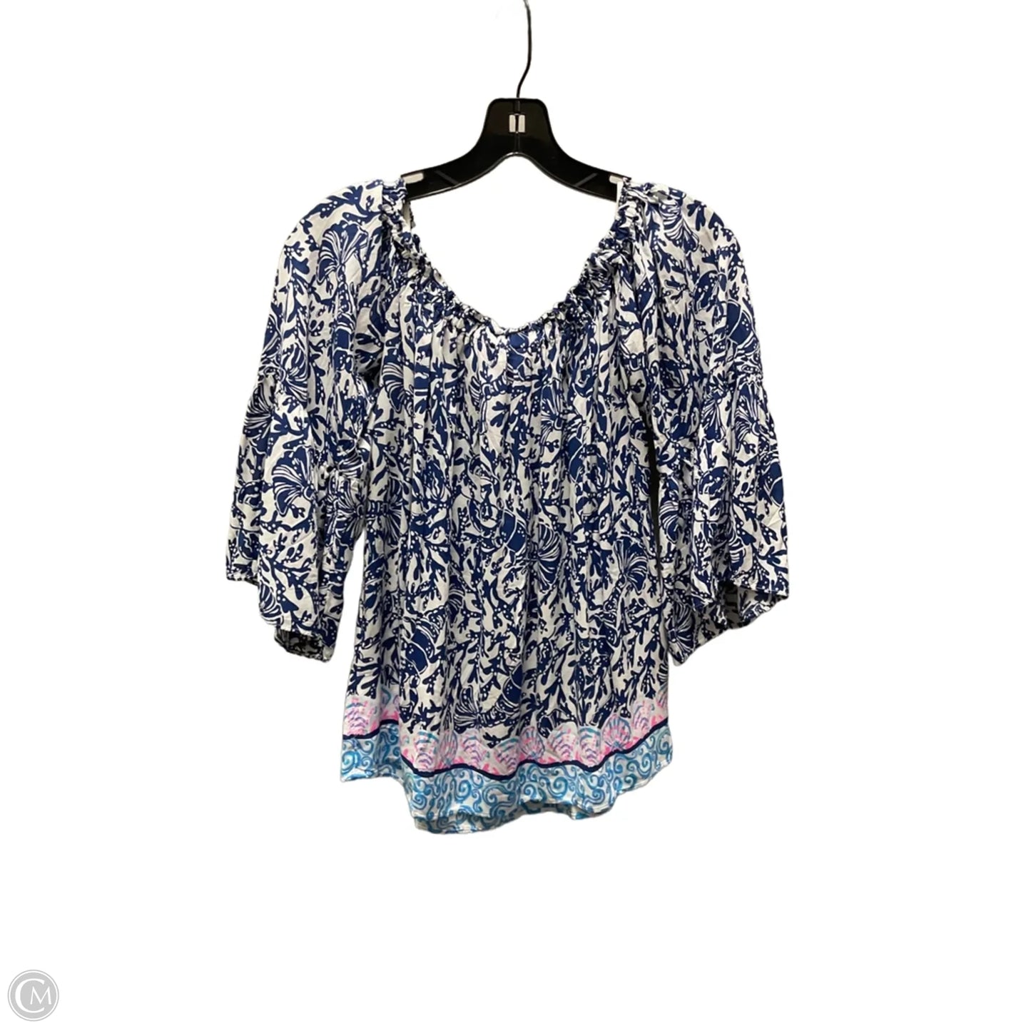 Blouse Short Sleeve By Lilly Pulitzer In Blue, Size: Xs
