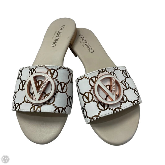 Sandals Luxury Designer By Valentino-garavani In Cream & White, Size: 10