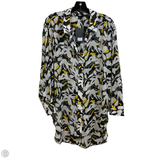 Blouse Long Sleeve By Dkny In Black & White, Size: M
