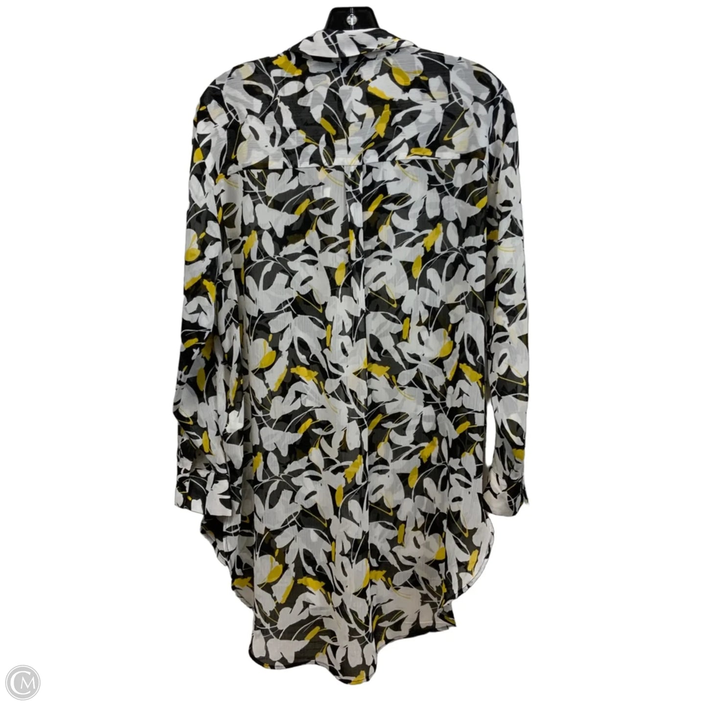 Blouse Long Sleeve By Dkny In Black & White, Size: M
