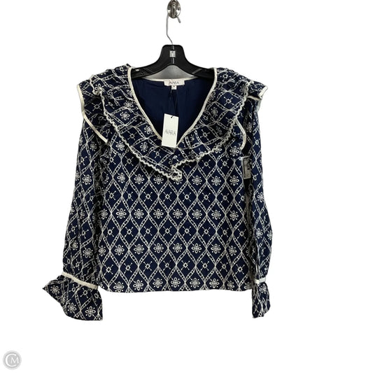 Blouse Long Sleeve By Avara In Blue, Size: M
