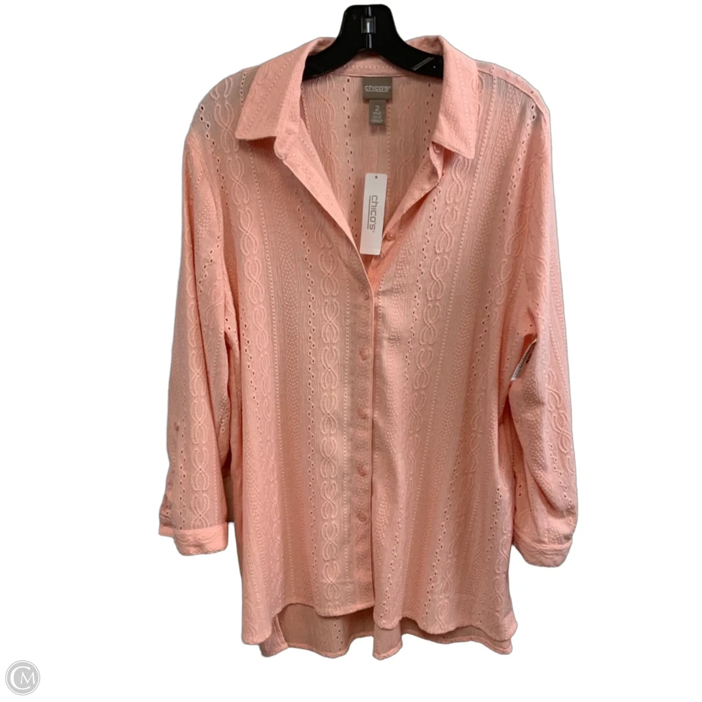 Blouse Long Sleeve By Chicos In Orange, Size: L