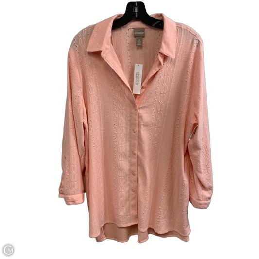 Blouse Long Sleeve By Chicos In Orange, Size: L