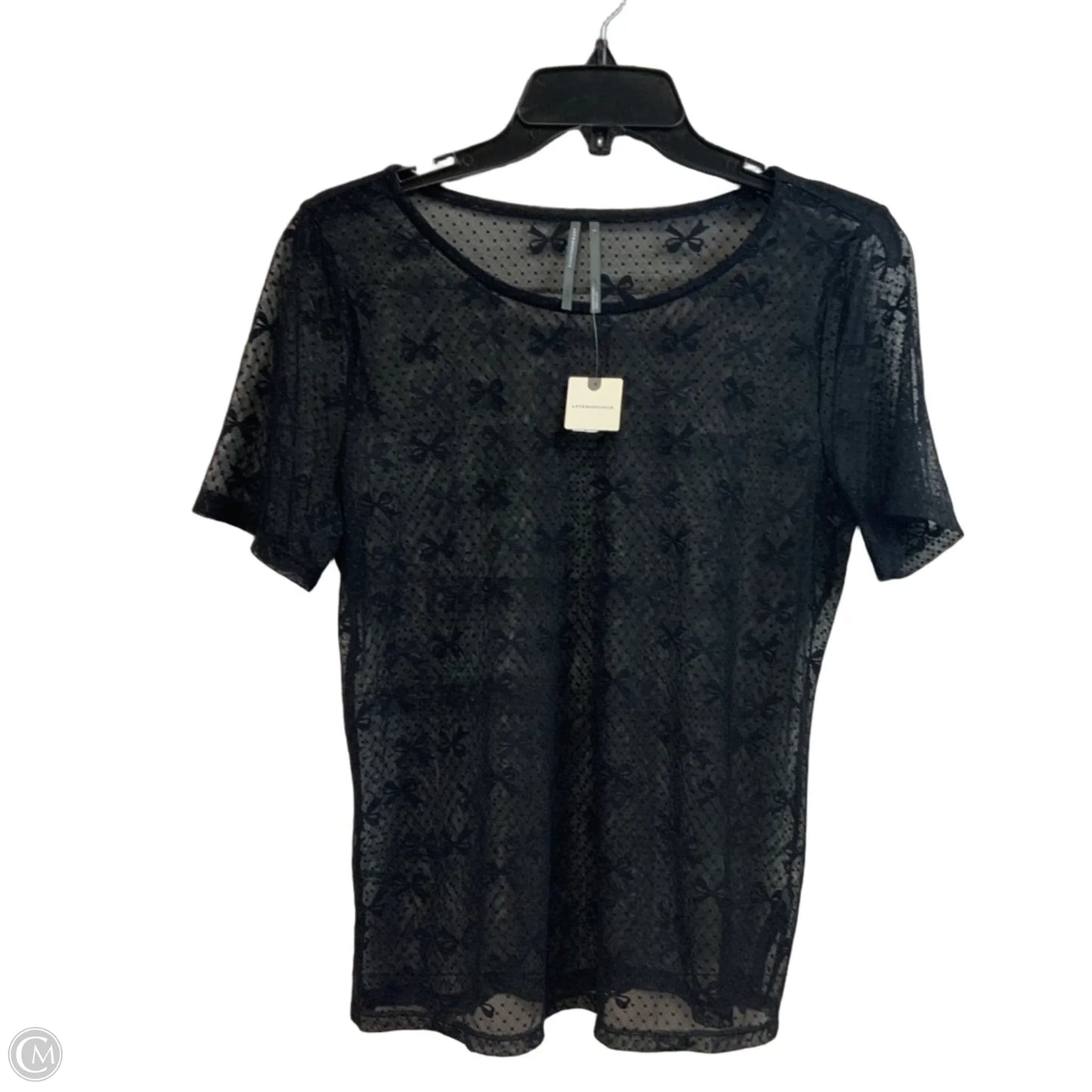 Top Short Sleeve By Anthropologie In Black, Size: L