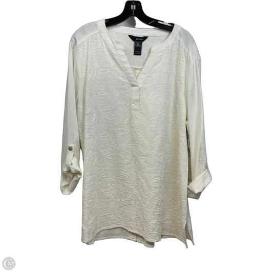 Blouse Long Sleeve By Ali Miles In Cream, Size: L