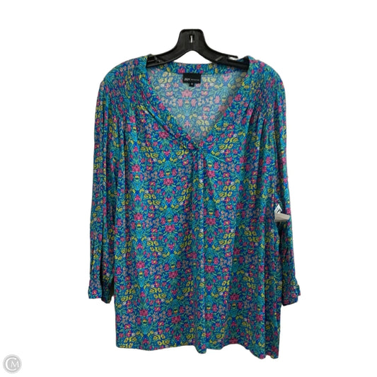 Top 3/4 Sleeve By Jones New York In Blue, Size: 1x