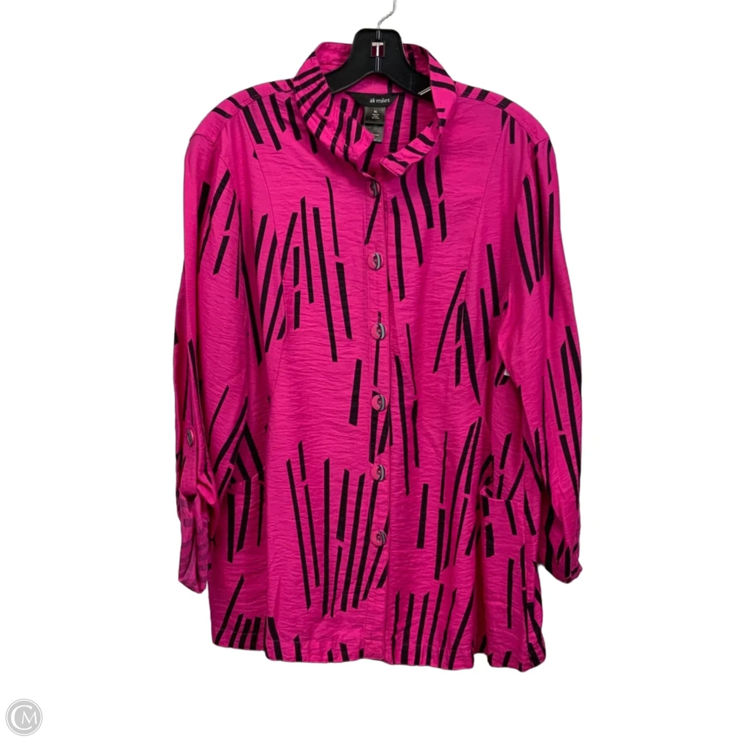 Blouse Long Sleeve By Ali Miles In Pink, Size: Xl